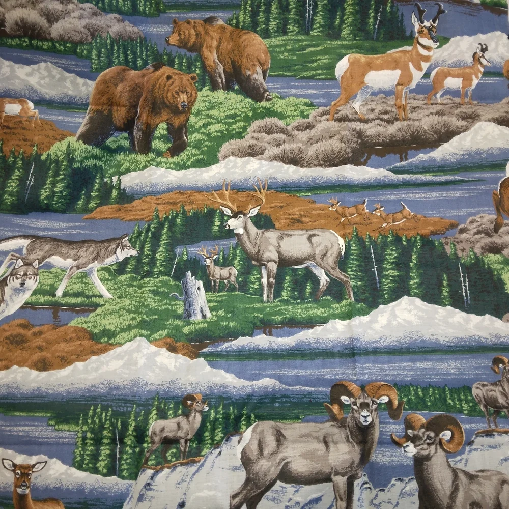 FABRIC Cranston VIP Cotton Fabric Wildlife Bear Wolf Deer Big Horn Sheep